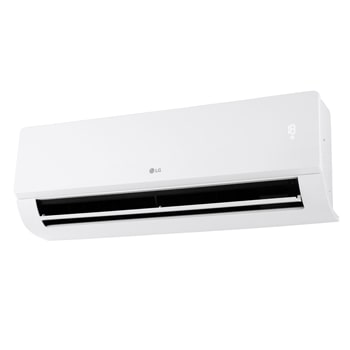 LG Libero Monosplit Smart Dualcool légkondicionáló elölnézete bal alsó szögből nyitott alsó lapáttal