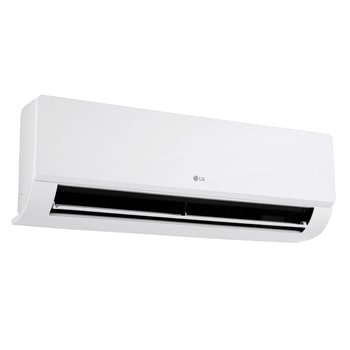LG Libero Monosplit Smart Dualcool légkondicionáló elölnézete jobb alsó szögből nyitott alsó lapáttal
