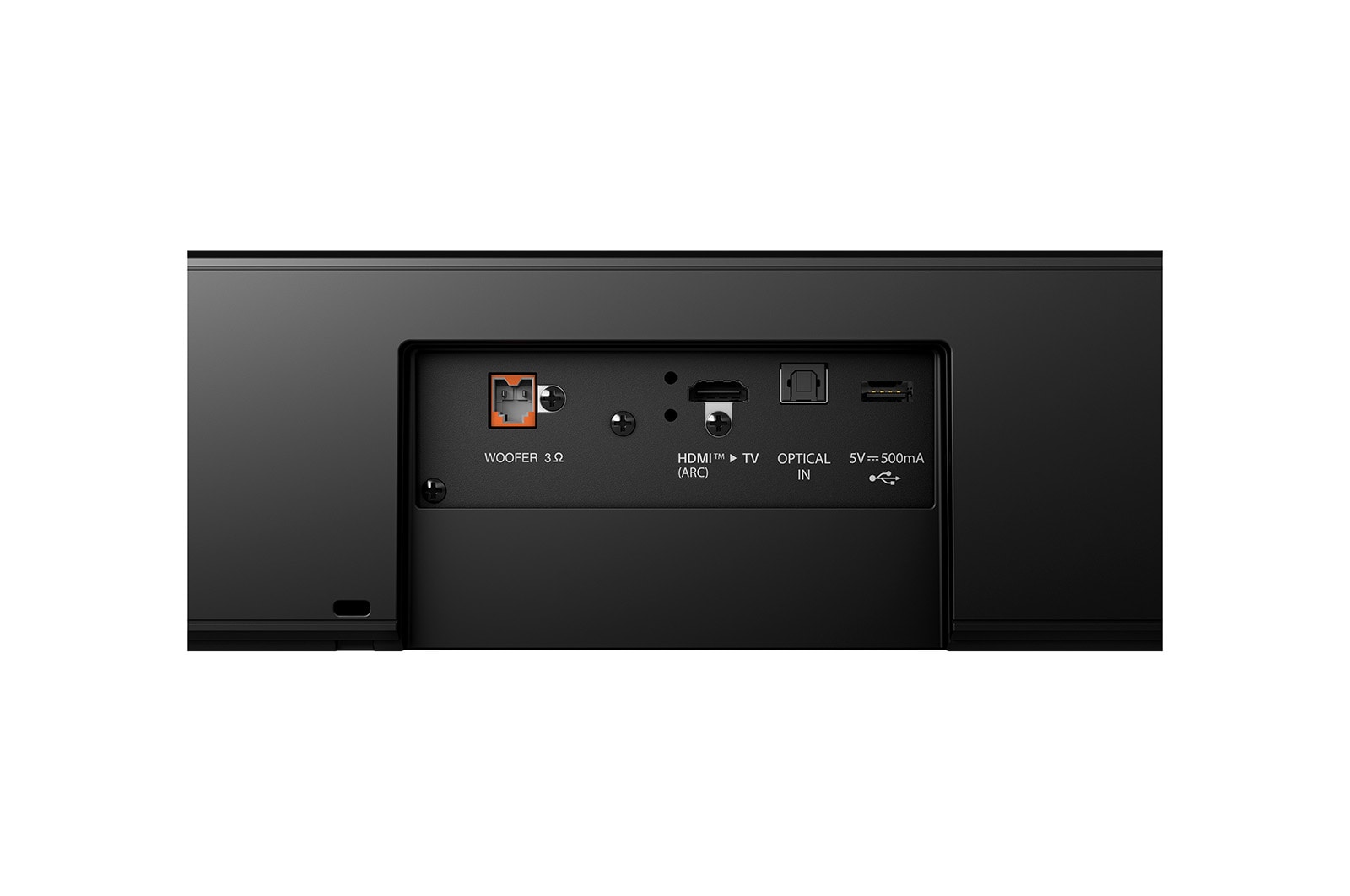 Soundbar cable ports close-up
