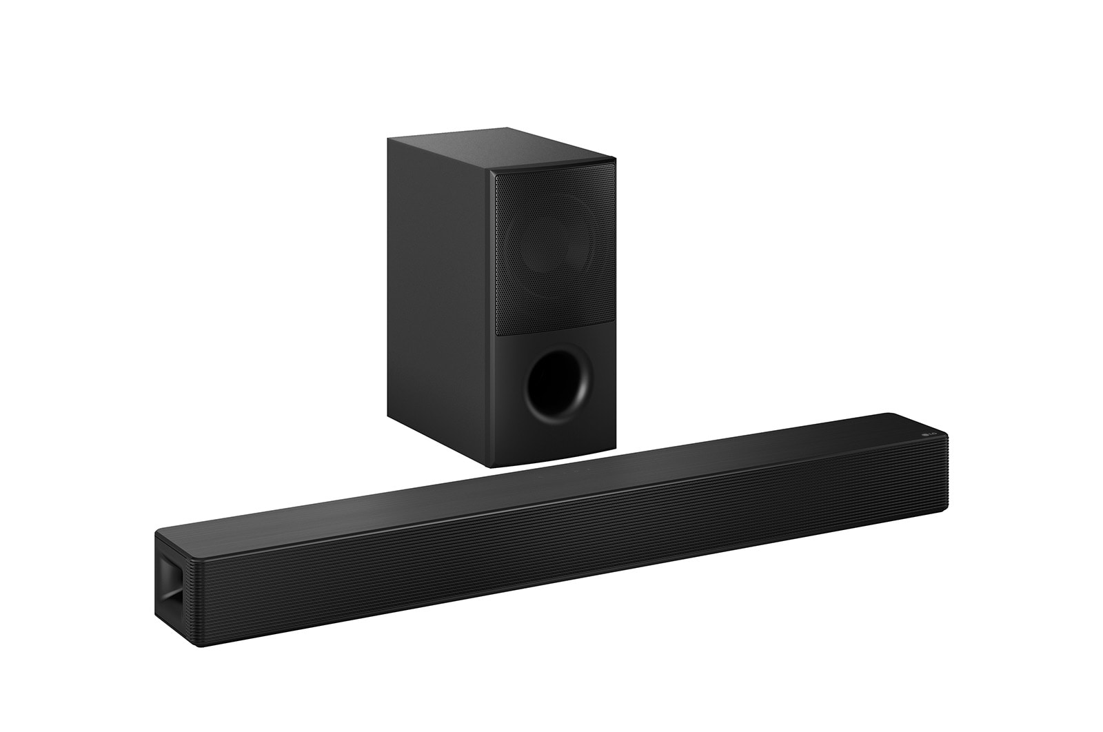 Soundbar and sub-woofer front view in parallel position