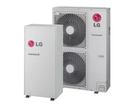 A(z) Az LG Therma V magas hőmérsékletű változata kaszkád technológiája segítségével maximum 80 oC-os víz előállítására képes, alacsony zajszinttel és hatékony energiafelhasználással. Therma V High Temperature Type elölnézete
