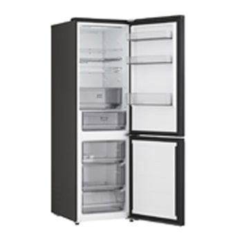 GBBS312AEV bal oldali nézet, nyitott ajtóval élelmiszerek nélkül