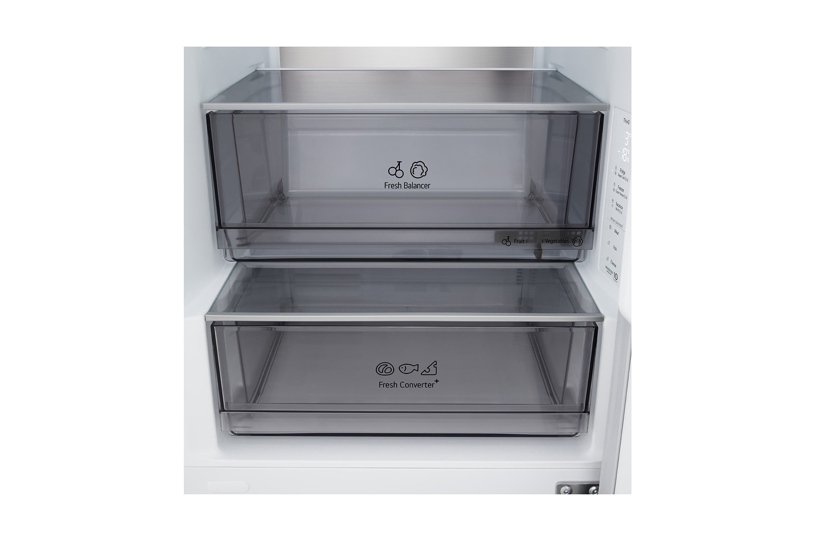 GBBS514CPY hűtő, Fresh Balancer és Fresh Converter fiókok, közeli nézet
