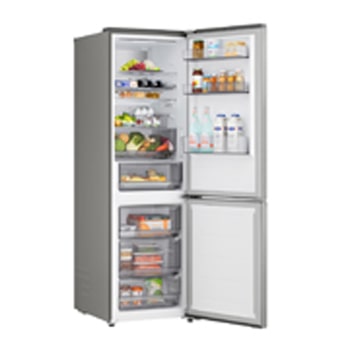 GBBS514CPY hűtő DoorCooling+ technológiával, bal oldali nézet, nyitott ajtóval élelmiszerekkel