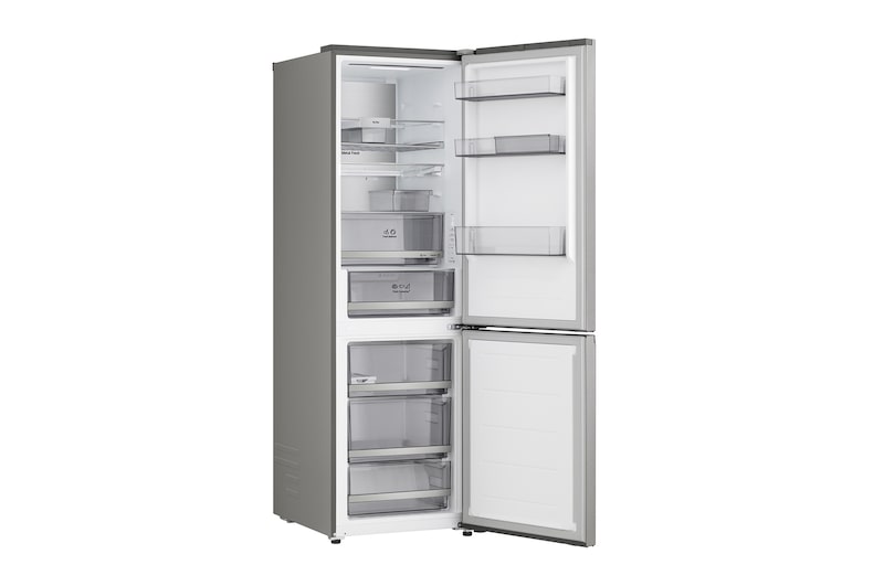 GBBS716CPY hűtő, enyhén elforgatva ajtóval jobbra, nyitott ajtóval