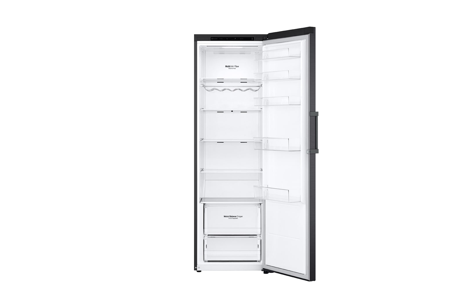 Elölnézet, minden ajtó nyitva, élelmiszerek nélkül