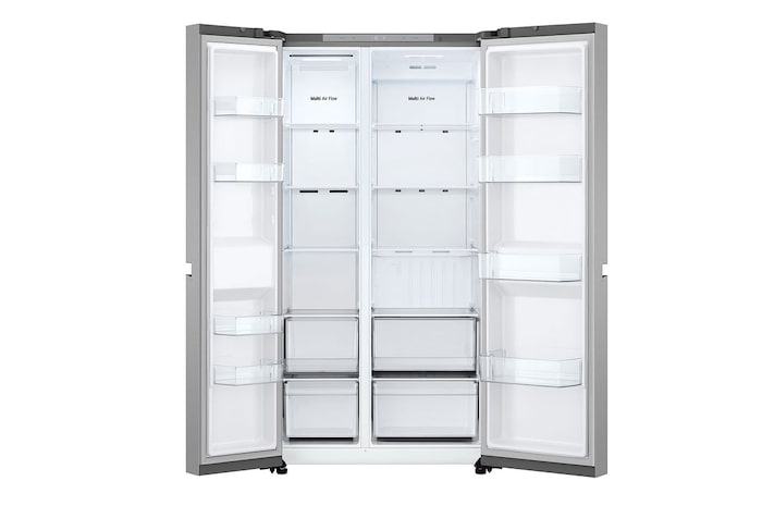 Elölnézet, minden ajtó nyitva, élelmiszerek nélkül