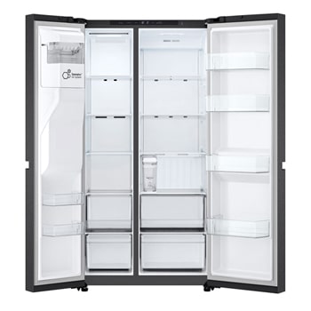 Elölnézet, minden ajtó nyitva, élelmiszerek nélkül