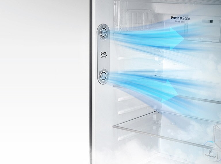DoorCooling+™ egy LG felülfagyasztós hűtőszekrényben