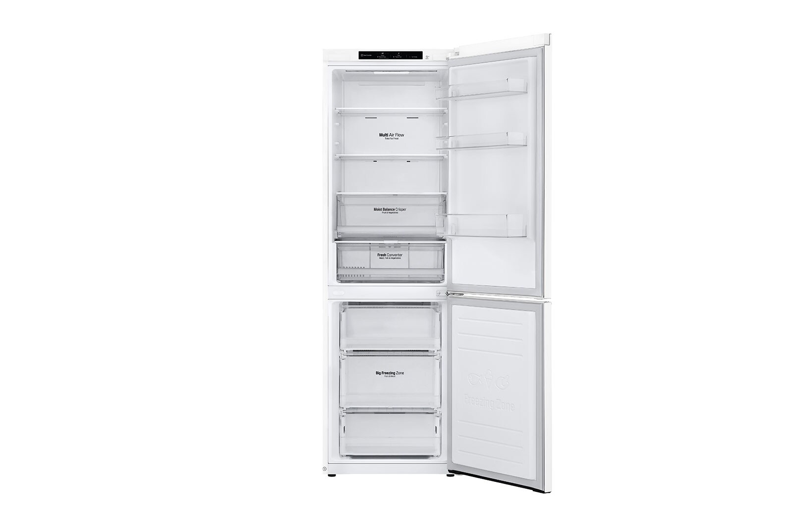 LG Alulfagyasztós hűtőszekrény, DoorCooling<sup>+</sup>™ technológia, 341L kapacitás, GBB61SWGGN