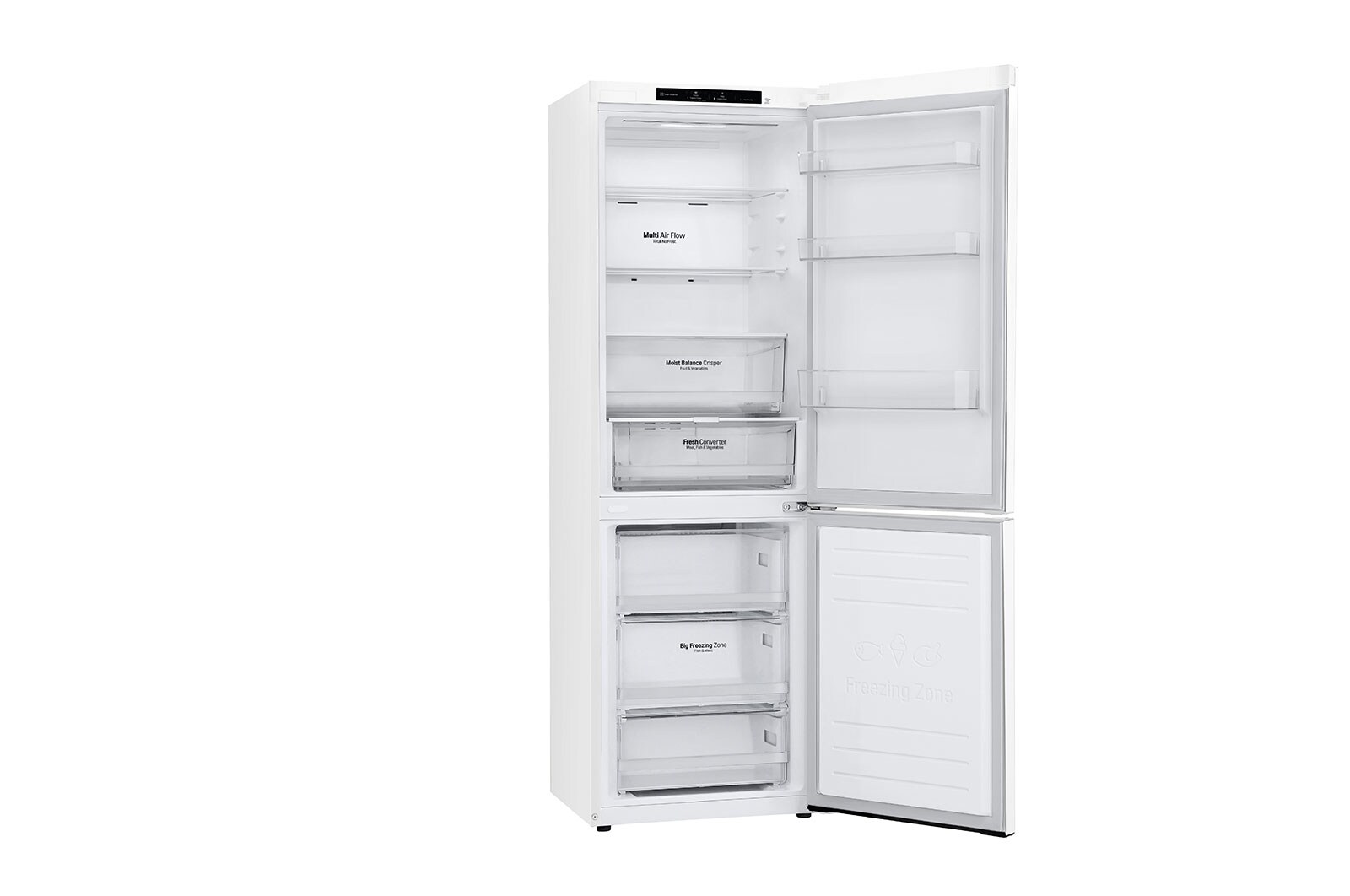 LG Alulfagyasztós hűtőszekrény, DoorCooling<sup>+</sup>™ technológia, 341L kapacitás, GBB61SWGGN