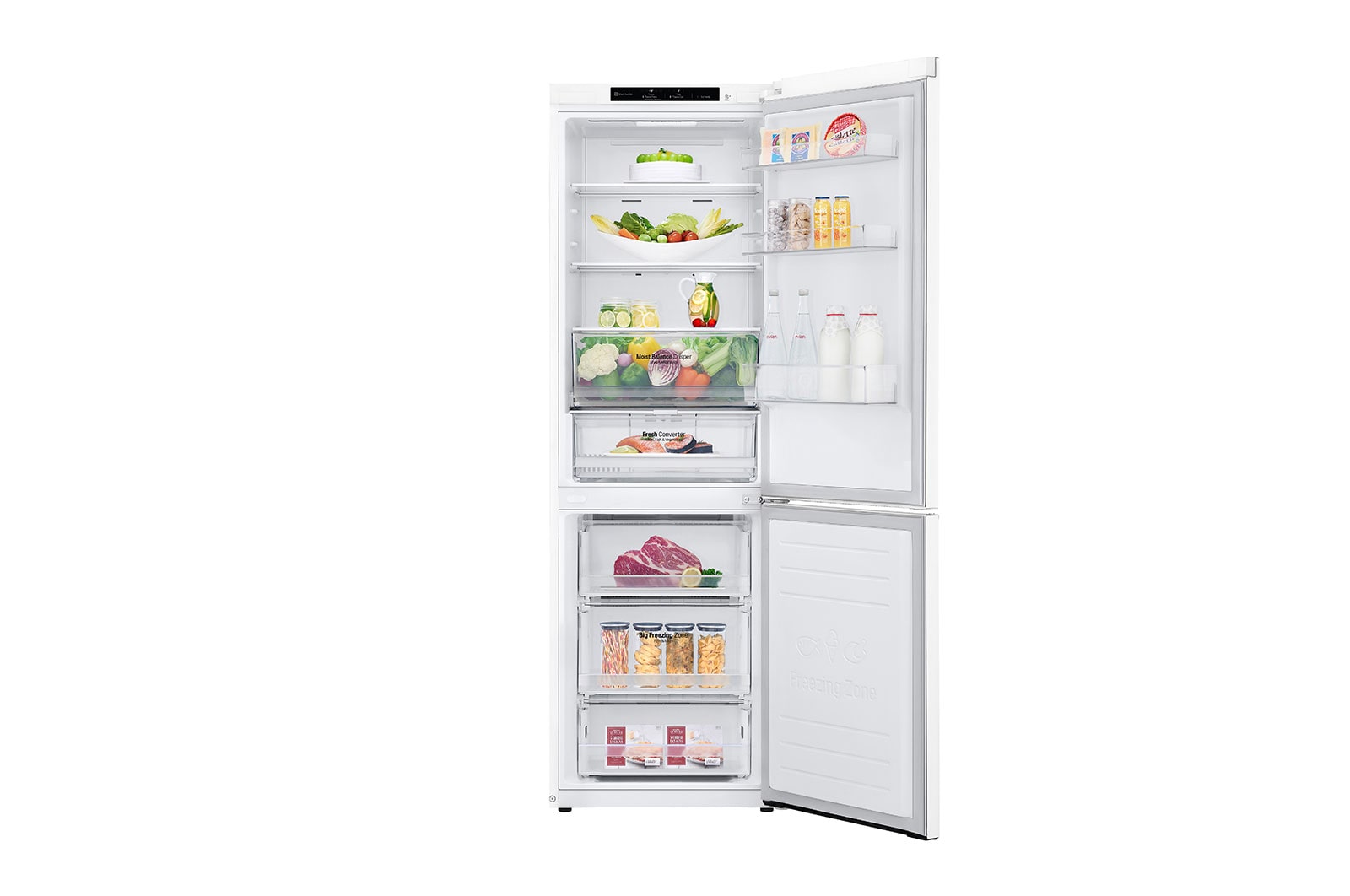 LG Alulfagyasztós hűtőszekrény, DoorCooling<sup>+</sup>™ technológia, 341L kapacitás, GBB61SWGGN