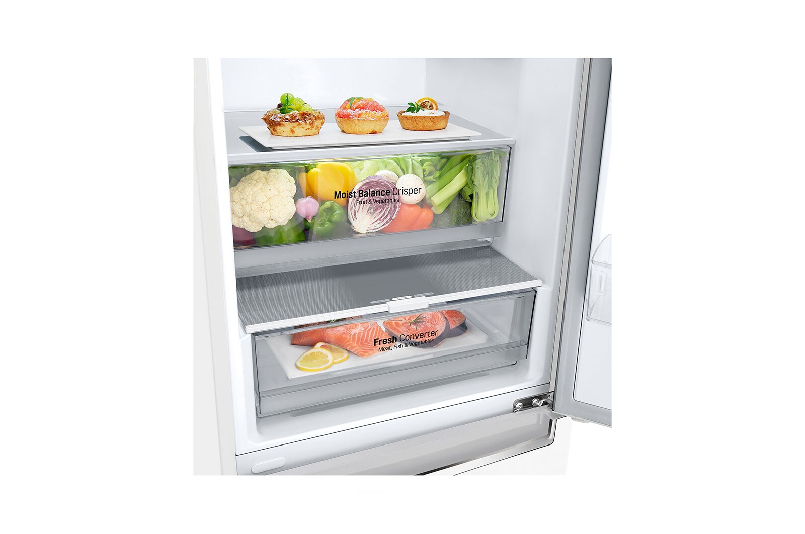 LG Alulfagyasztós hűtőszekrény, DoorCooling<sup>+</sup>™ technológia, 341L kapacitás, GBB61SWGGN