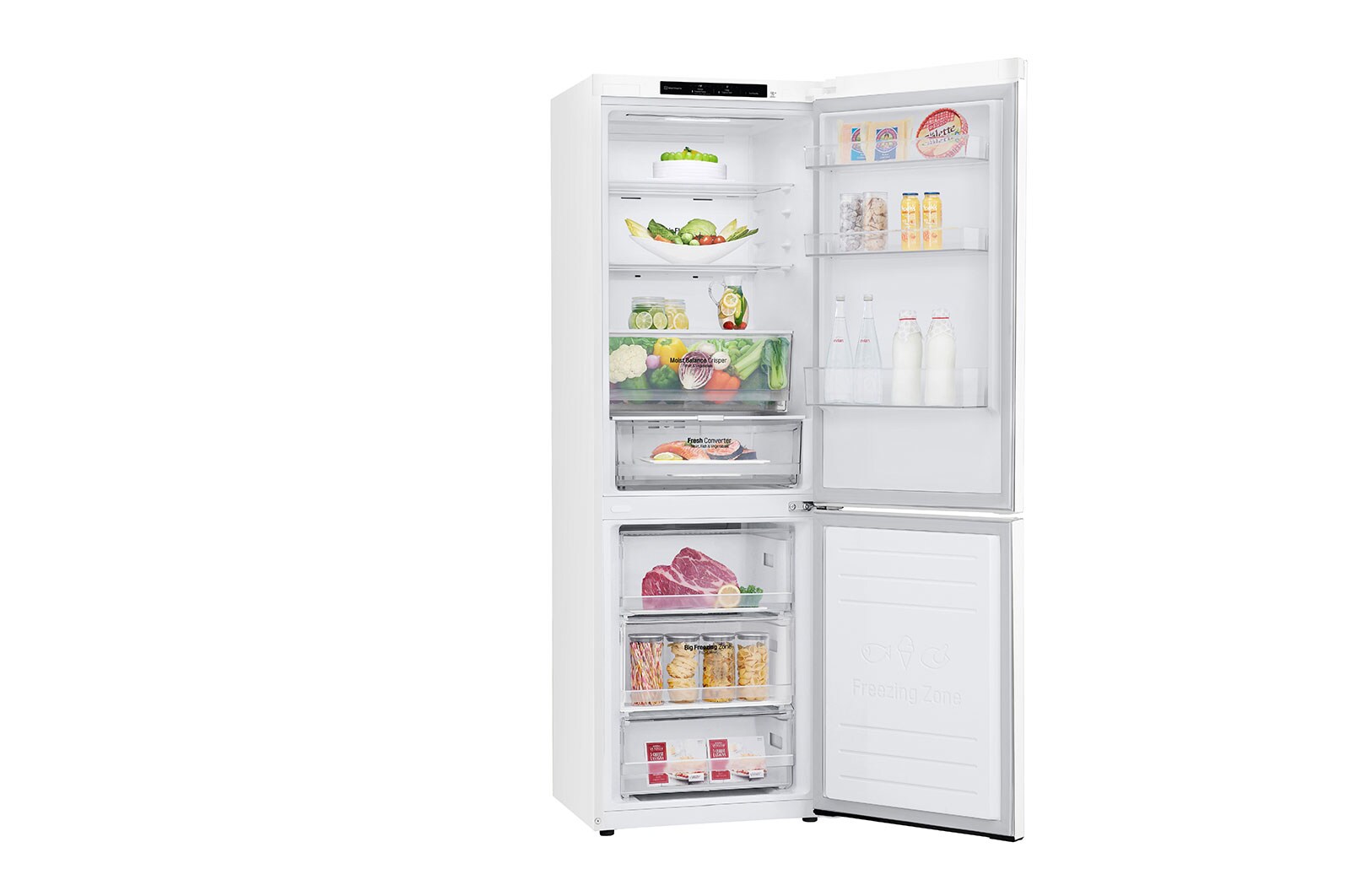 LG Alulfagyasztós hűtőszekrény, DoorCooling<sup>+</sup>™ technológia, 341L kapacitás, GBB61SWGGN