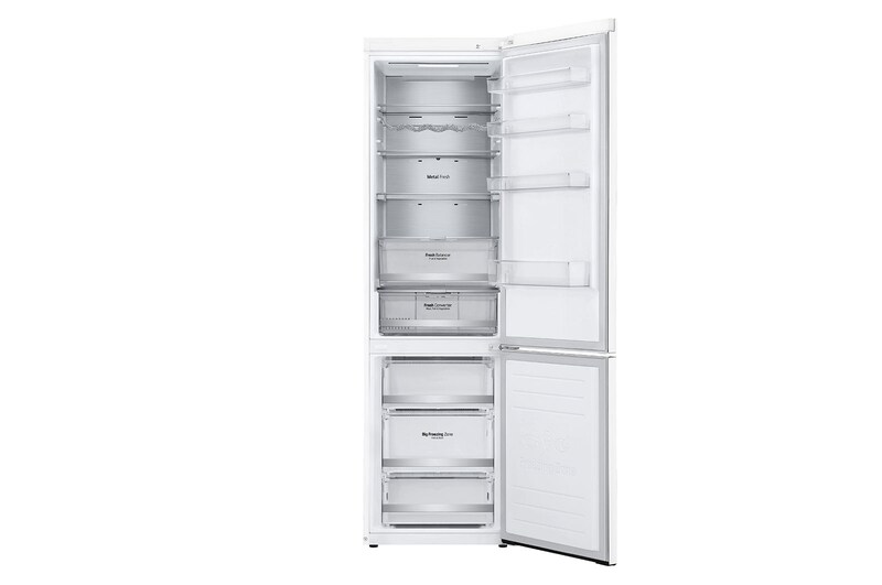 LG Alulfagyasztós hűtőszekrény, DoorCooling<sup>+</sup>™ és ThinQ™ technológia, 384L kapacitás, GBB72SWUCN1