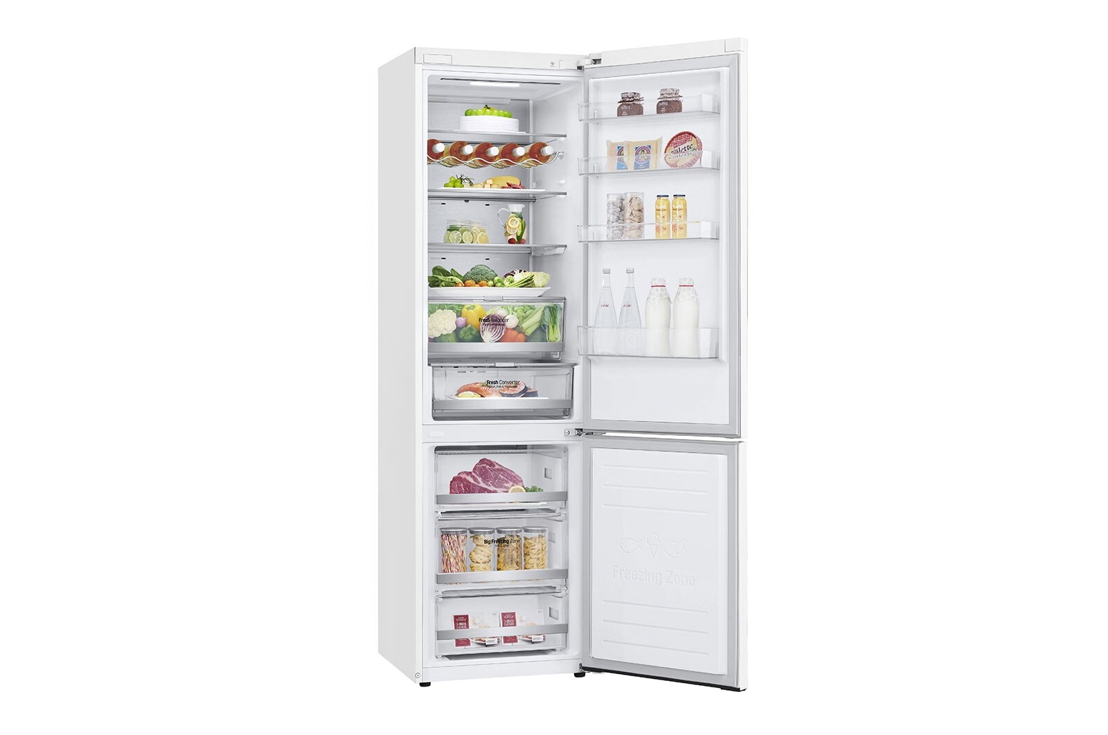 LG Alulfagyasztós hűtőszekrény, DoorCooling<sup>+</sup>™ és ThinQ™ technológia, 384L kapacitás, GBB72SWUCN1