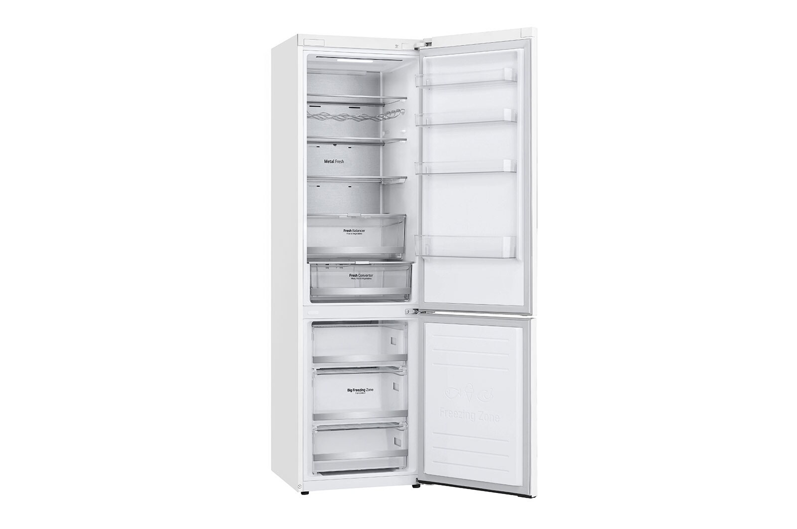 LG Alulfagyasztós hűtőszekrény, DoorCooling<sup>+</sup>™ és ThinQ™ technológia, 384L kapacitás, GBB72SWUCN1