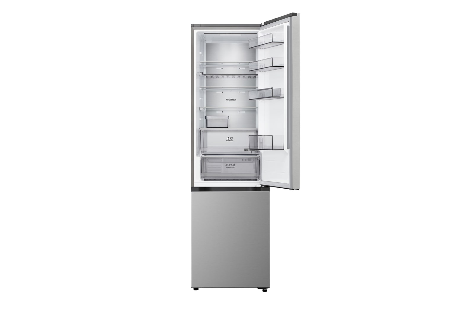 GBBS525CPY alulfagyasztós hűtő, nyitott hűtőajtóval