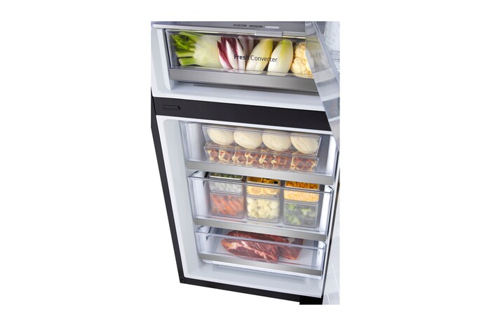 LG InstaView™ alulfagyasztós hűtőszekrény, DoorCooling<sup>+</sup>™ és ThinQ™ technológia, 349 L kapacitás, GBG5160CEV