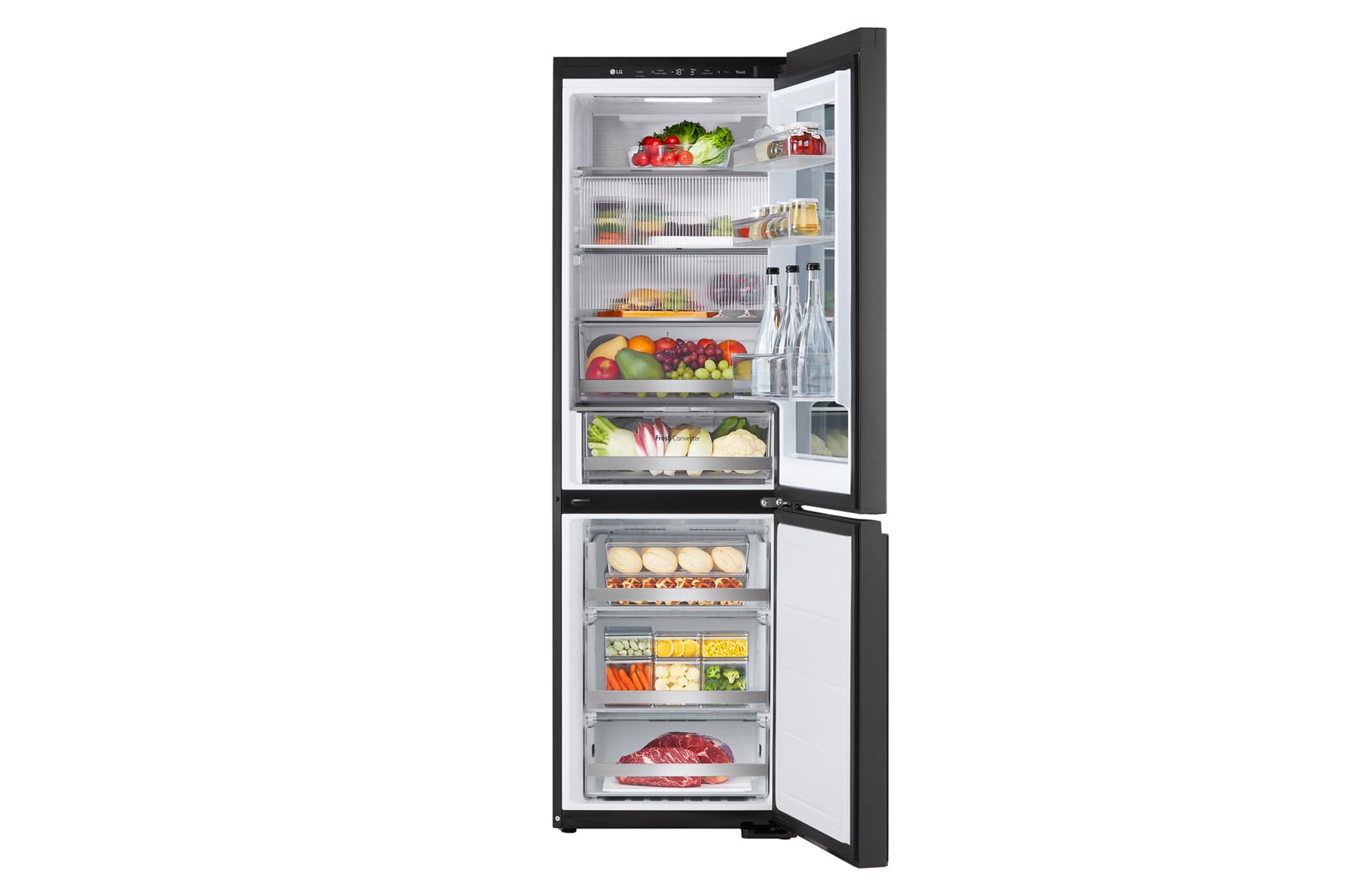LG InstaView™ alulfagyasztós hűtőszekrény, DoorCooling<sup>+</sup>™ és ThinQ™ technológia, 349 L kapacitás, GBG5160CEV