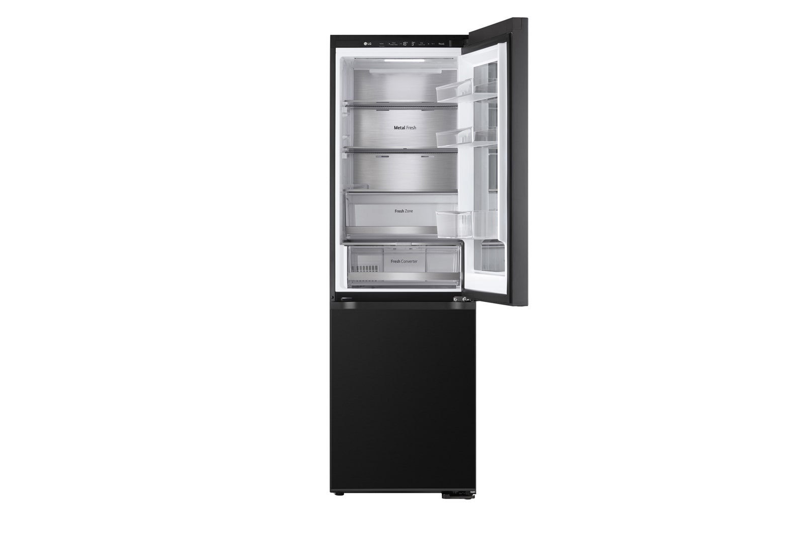 LG InstaView™ alulfagyasztós hűtőszekrény, DoorCooling<sup>+</sup>™ és ThinQ™ technológia, 349 L kapacitás, GBG5160CEV
