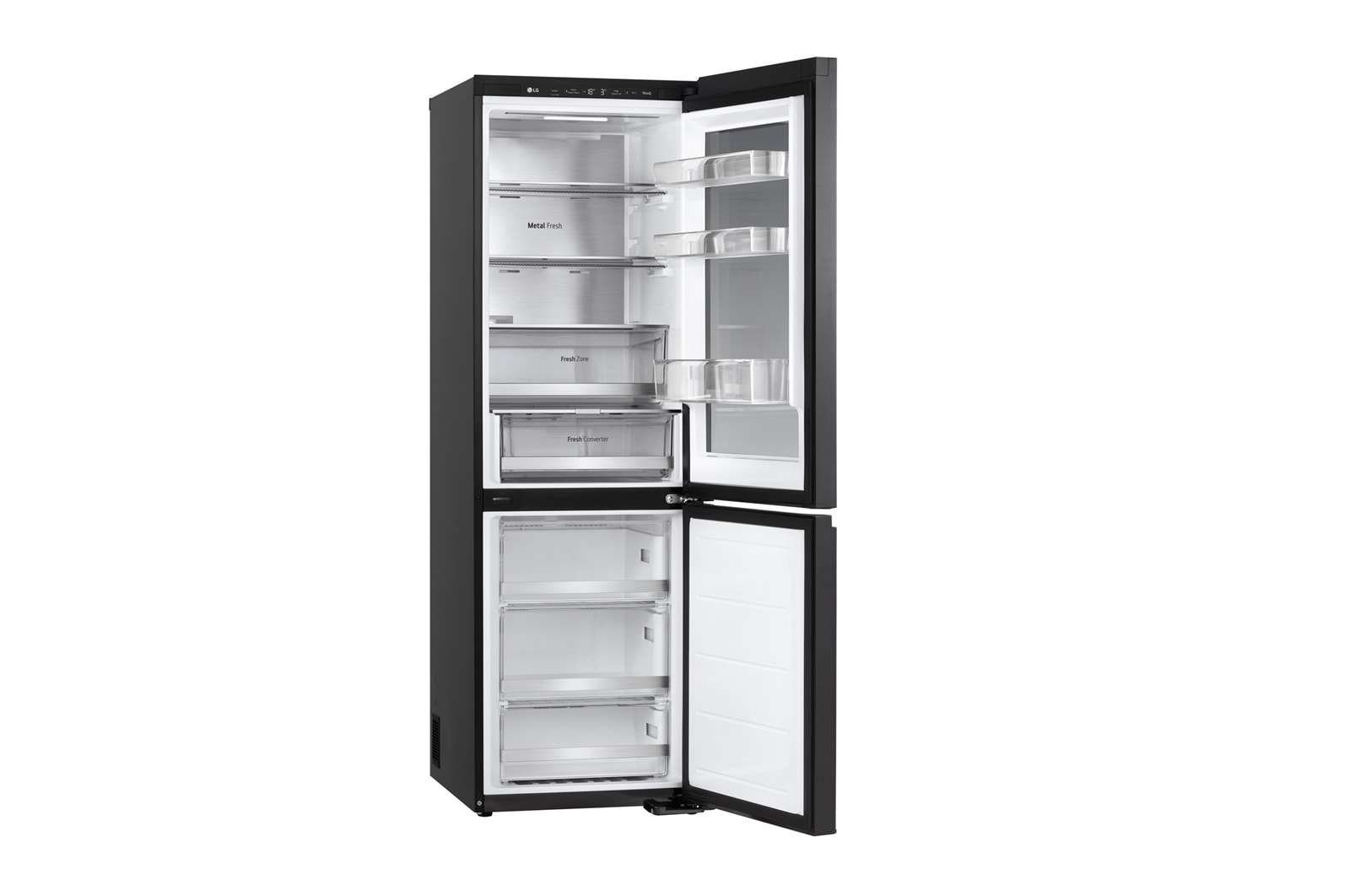 LG InstaView™ alulfagyasztós hűtőszekrény, DoorCooling<sup>+</sup>™ és ThinQ™ technológia, 349 L kapacitás, GBG5160CEV