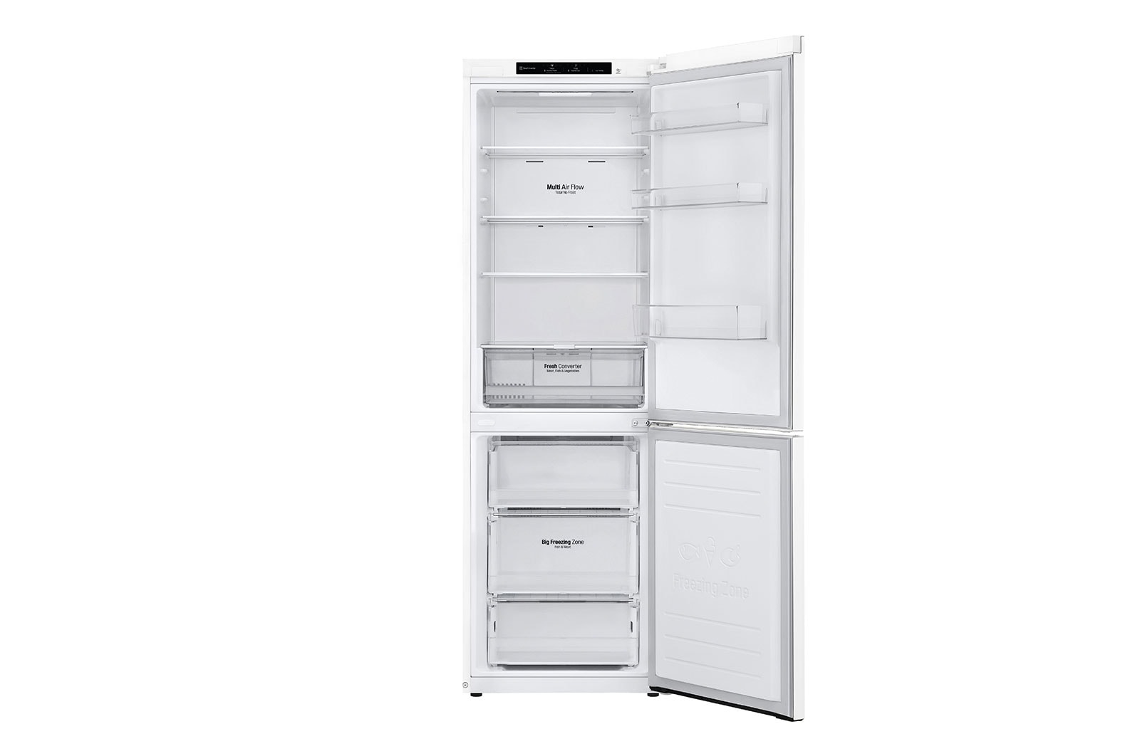 LG Alulfagyasztós hűtőszekrény, DoorCooling<sup>+</sup>™ technológia, 341L kapacitás, GBP61SWPGN