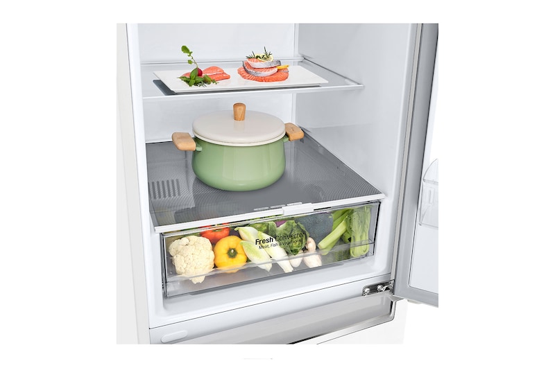 LG Alulfagyasztós hűtőszekrény, DoorCooling<sup>+</sup>™ technológia, 341L kapacitás, GBP61SWPGN