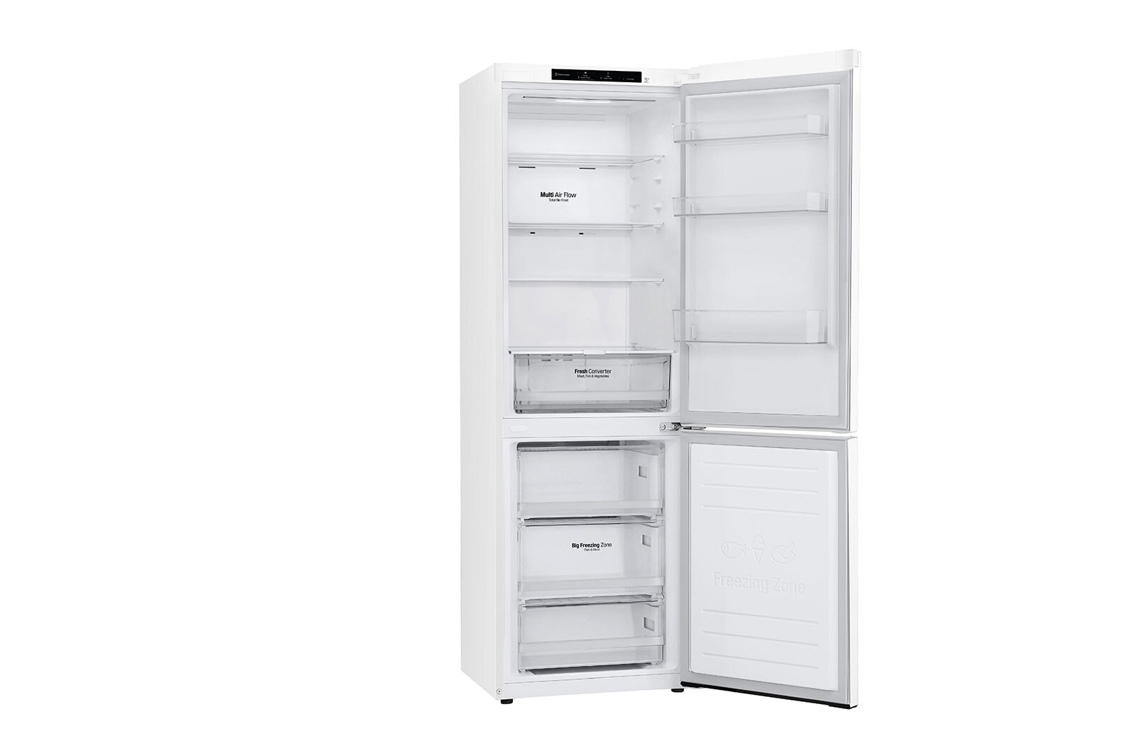 LG Alulfagyasztós hűtőszekrény, DoorCooling<sup>+</sup>™ technológia, 341L kapacitás, GBP61SWPGN