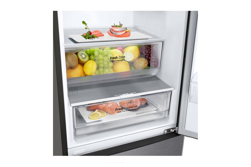 LG Alulfagyasztós hűtőszekrény, DoorCooling<sup>+</sup>™ technológia, 384L kapacitás, GBP62DSNCC1