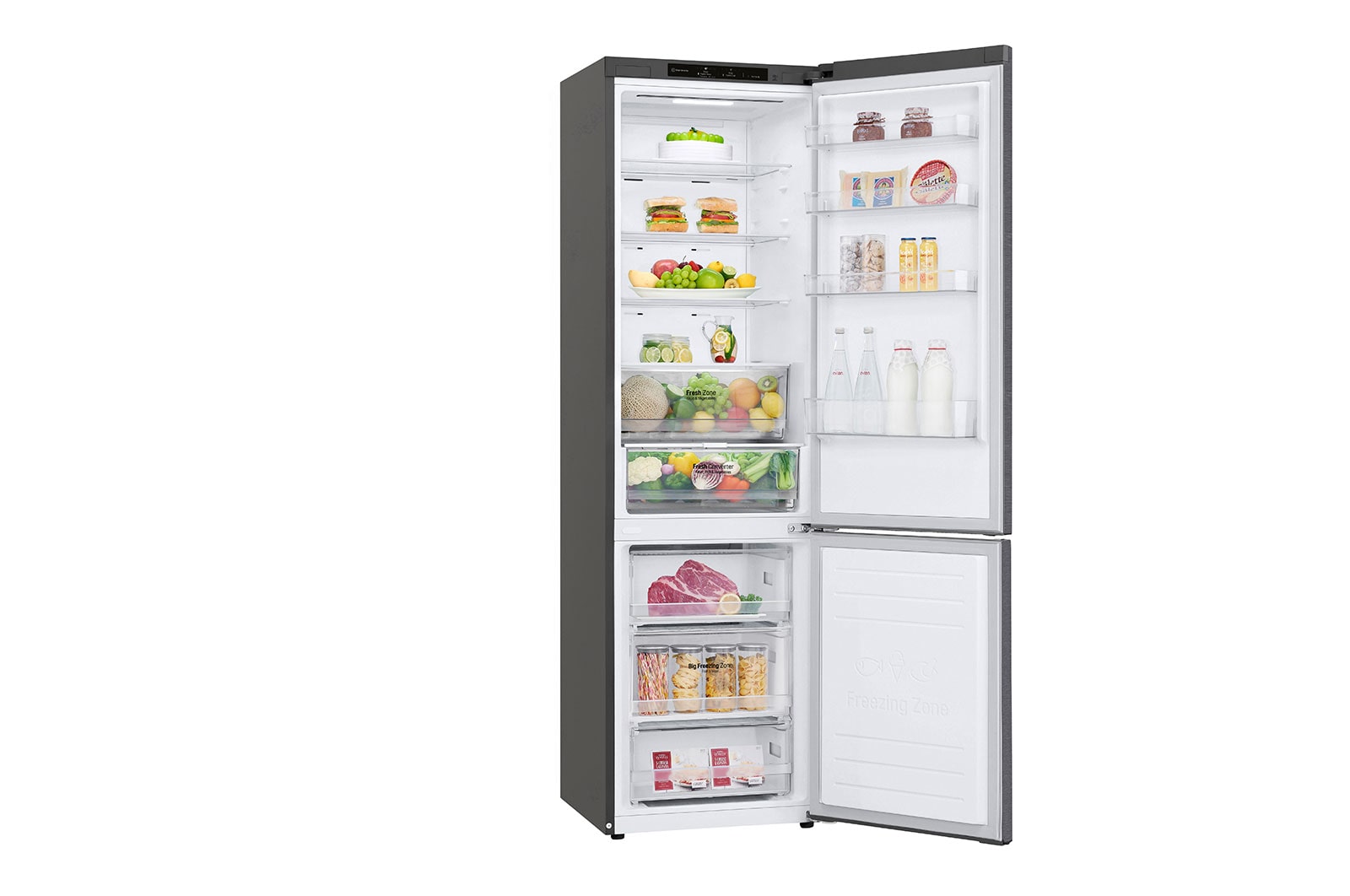 LG Alulfagyasztós hűtőszekrény, DoorCooling<sup>+</sup>™ technológia, 384L kapacitás, GBP62DSNCN1