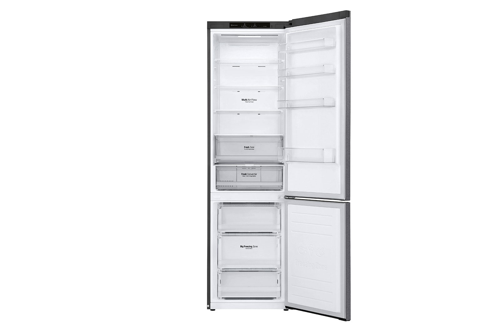LG Alulfagyasztós hűtőszekrény, DoorCooling<sup>+</sup>™ technológia, 384L kapacitás, GBP62DSNCN1