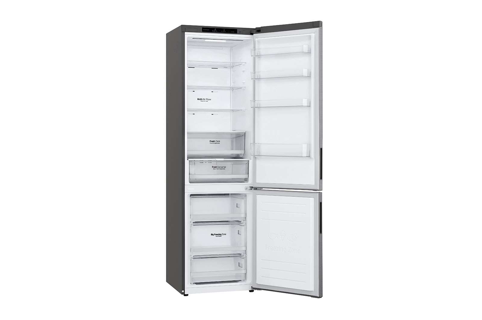 LG Alulfagyasztós hűtőszekrény, DoorCooling<sup>+</sup>™ technológia, 384L kapacitás, GBP62PZNCC1