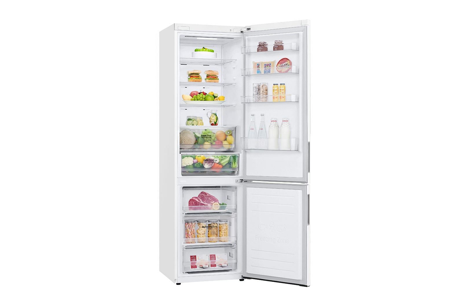 LG Alulfagyasztós hűtőszekrény, DoorCooling<sup>+</sup>™ technológia, 384L kapacitás, GBP62SWXCC1