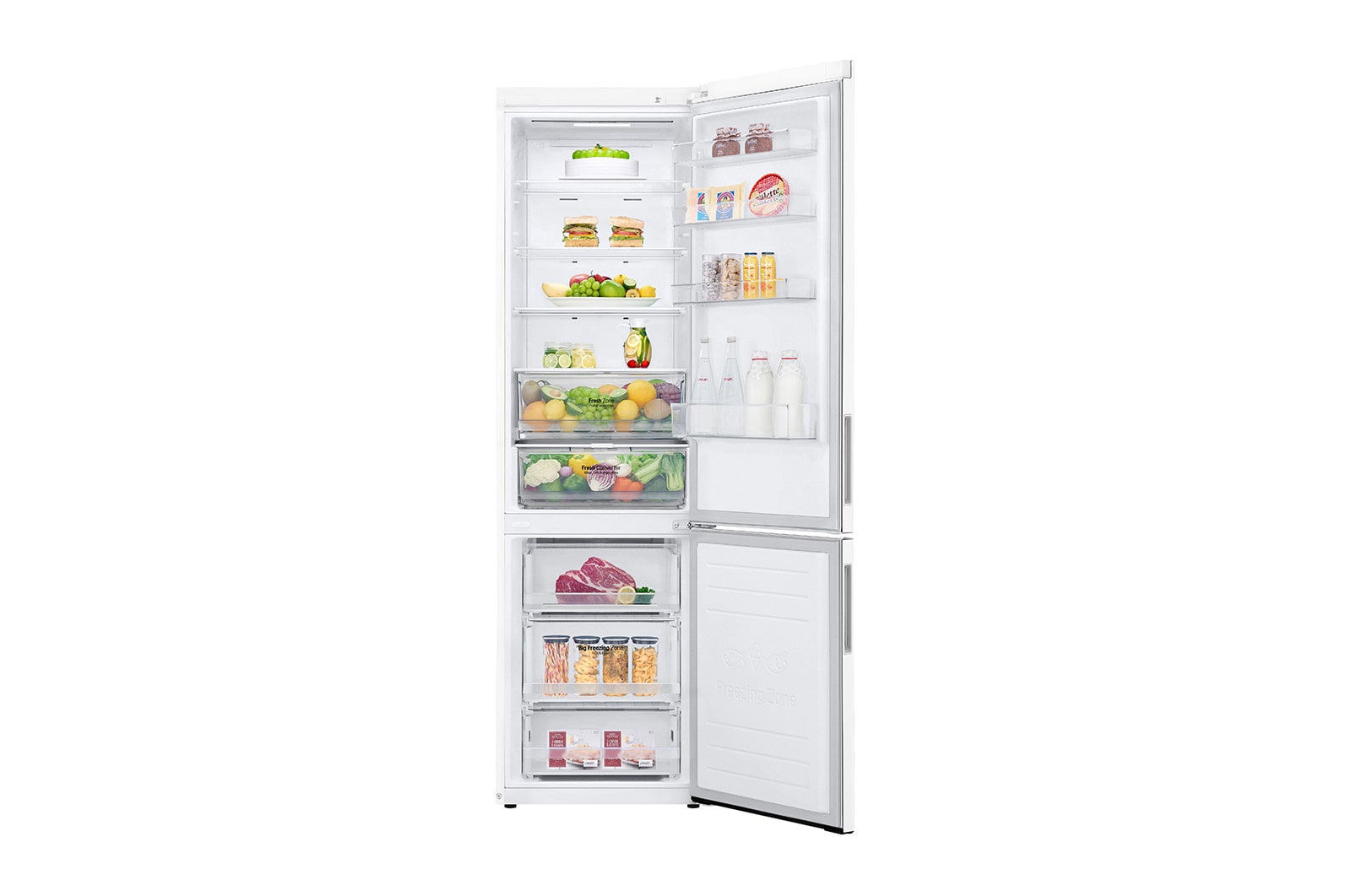LG Alulfagyasztós hűtőszekrény, DoorCooling<sup>+</sup>™ technológia, 384L kapacitás, GBP62SWXCC1