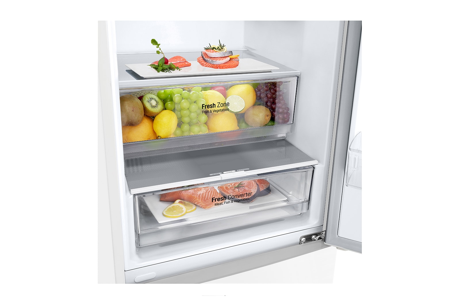 LG Alulfagyasztós hűtőszekrény, DoorCooling<sup>+</sup>™ technológia, 384L kapacitás, GBP62SWXCC1