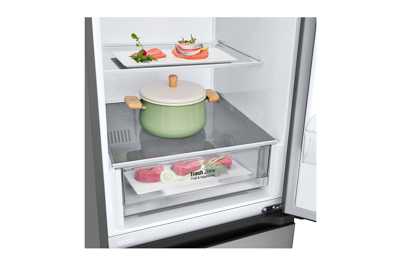 LG Alulfagyasztós hűtőszekrény, DoorCooling⁺™ technológia, 387L kapacitás, GBV22L0EPY