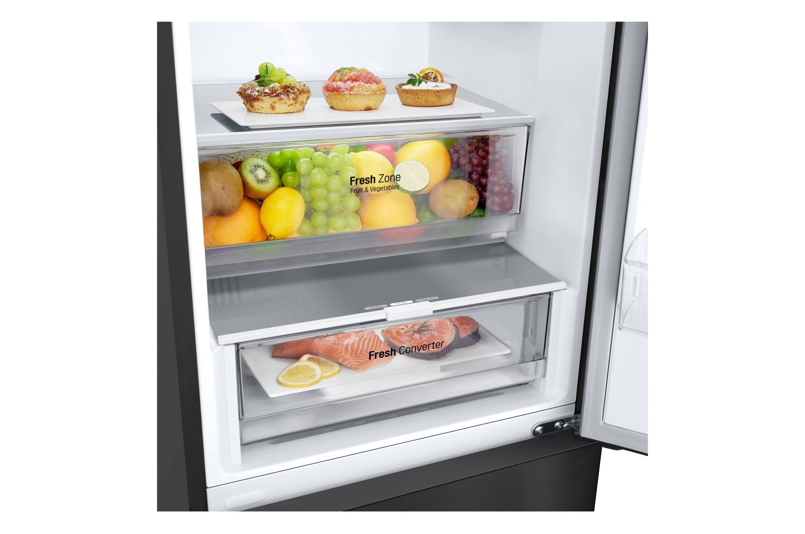 LG Alulfagyasztós hűtőszekrény, DoorCooling⁺™ technológia, 387L kapacitás, GBV22NCCEP
