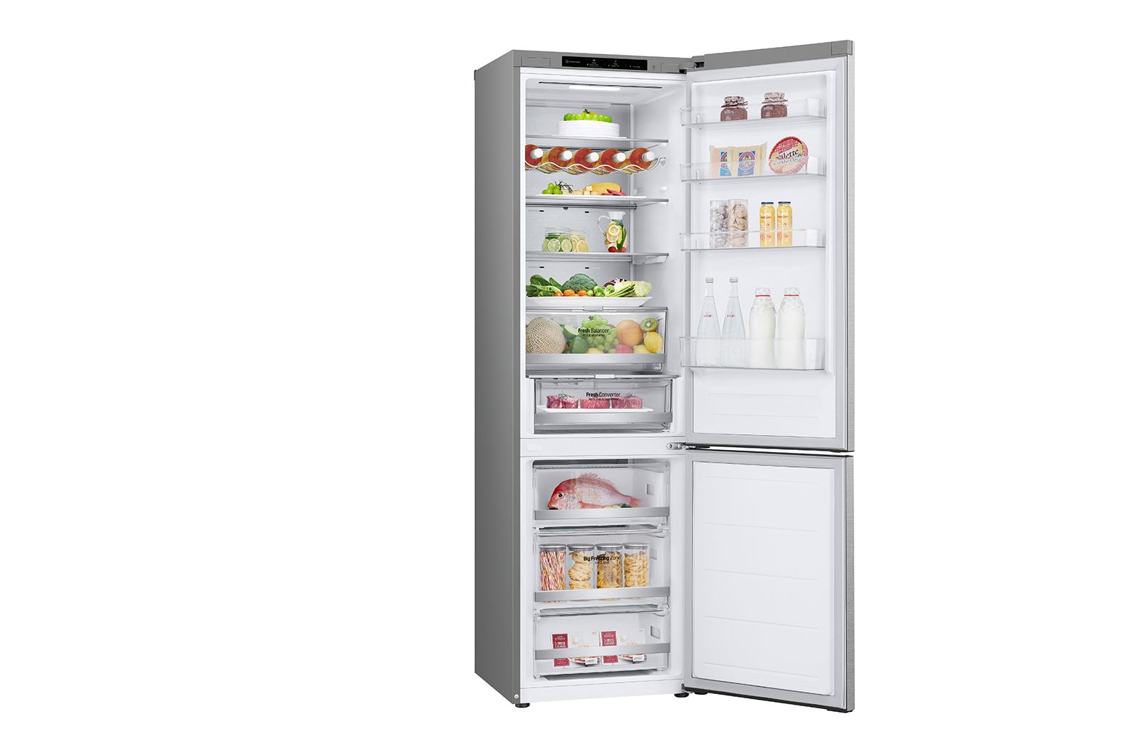 LG Alulfagyasztós hűtőszekrény, DoorCooling⁺™ technológia, 387L kapacitás, GBV7280CMB