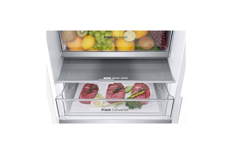 LG Alulfagyasztós hűtőszekrény, DoorCooling+™ technológia, 387L kapacitás, GBV7280CSW