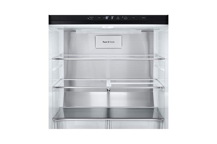 LG InstaView ™ Négyajtós hűtőszekrény, DoorCooling⁺™ és ThinQ™ technológia, 508L kapacitás, GMG860EPBE