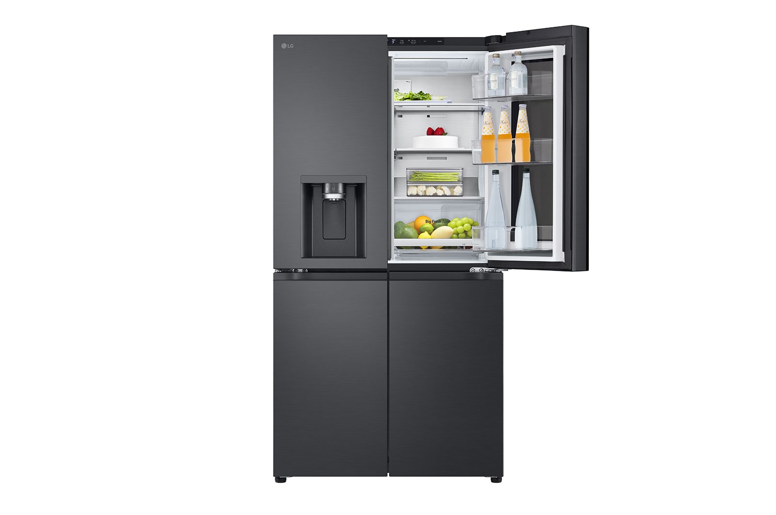 LG InstaView™ Négyajtós hűtőszekrény DoorCooling⁺™, Craft Ice™ és ThinQ™ technológia, 638L kapacitás, GMG960EVEE