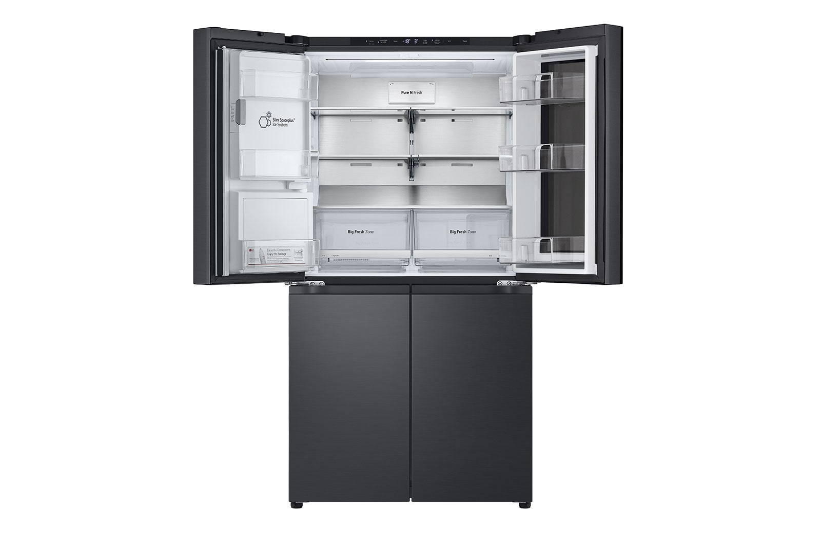 LG InstaView™ Négyajtós hűtőszekrény DoorCooling⁺™, Craft Ice™ és ThinQ™ technológia, 638L kapacitás, GMG960EVEE