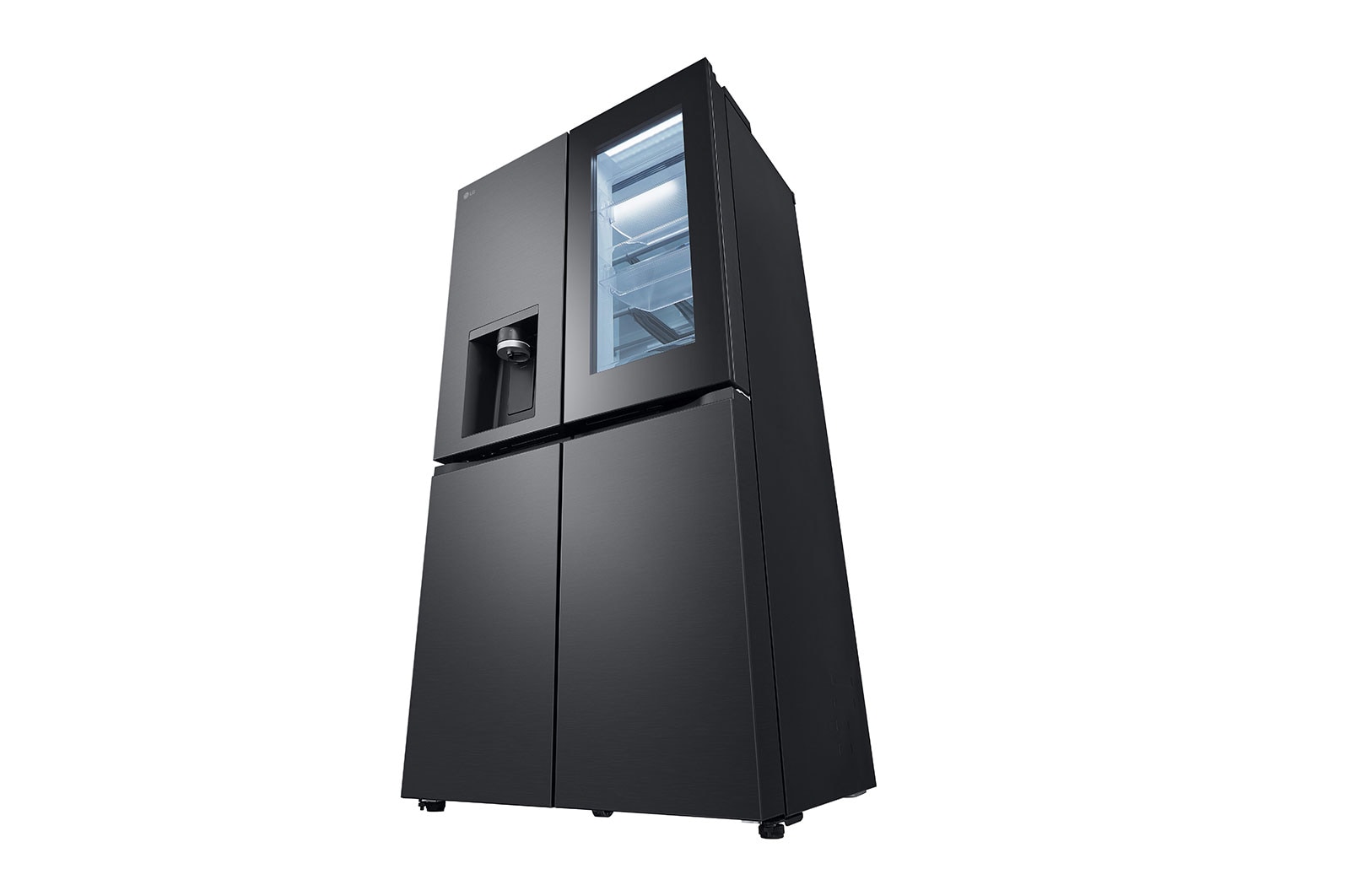 LG InstaView™ Négyajtós hűtőszekrény DoorCooling⁺™, Craft Ice™ és ThinQ™ technológia, 638L kapacitás, GMG960EVEE