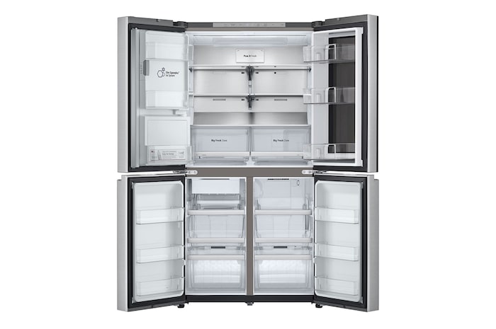 LG InstaView™ Négyajtós hűtőszekrény DoorCooling⁺™, Craft Ice™ és ThinQ™ technológia, 638L kapacitás, GMG960MBEE