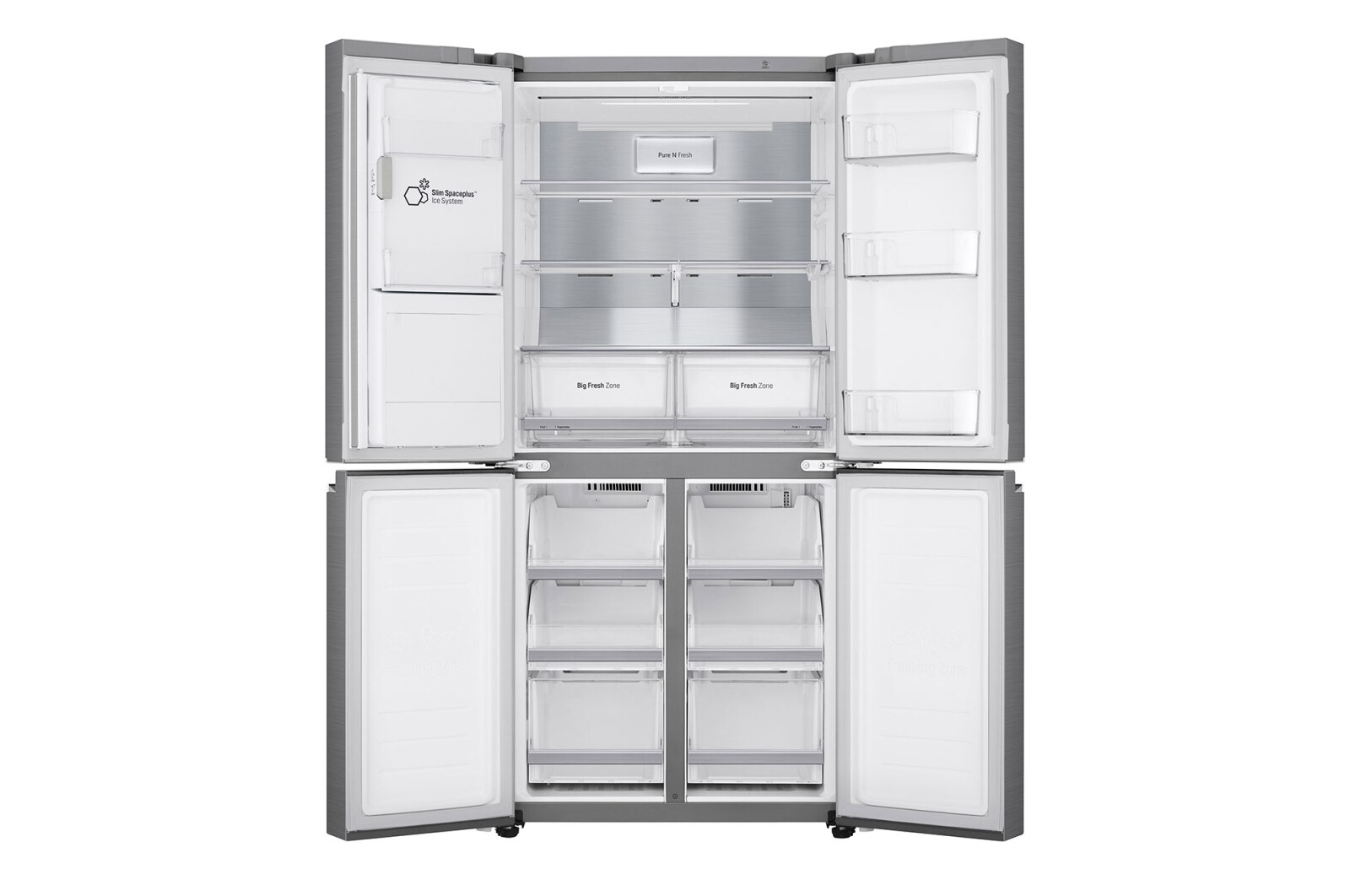 LG Keskeny négyajtós hűtőszekrény, DoorCooling⁺™ és ThinQ™ technológia, 506L kapacitás, GML844PZ6F
