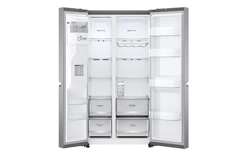 LG Side-by-Side hűtőszekrény, DoorCooling<sup>+</sup>™ és ThinQ™ technológia, 635L kapacitás, GSLV71PZLE