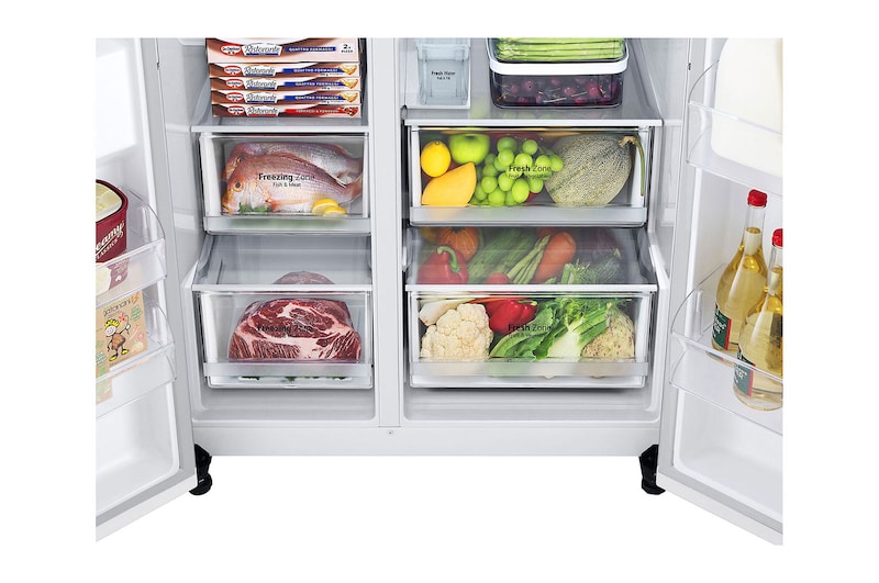 LG Side-by-Side hűtőszekrény, DoorCooling+™ technológia, 635L kapacitás, GSLV71SWTE