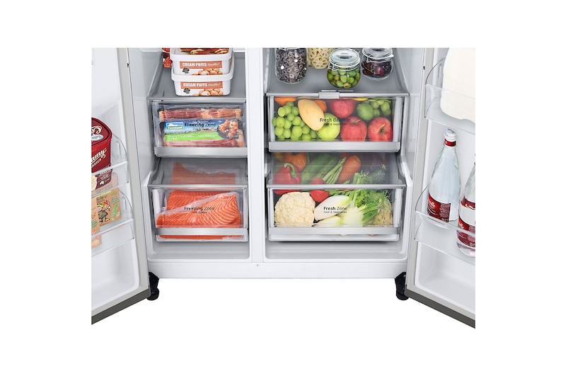 LG InstaView™ Side-by-Side hűtőszekrény DoorCooling+™ és ThinQ™ technológia, 655L kapacitás, GSVV80PYLL