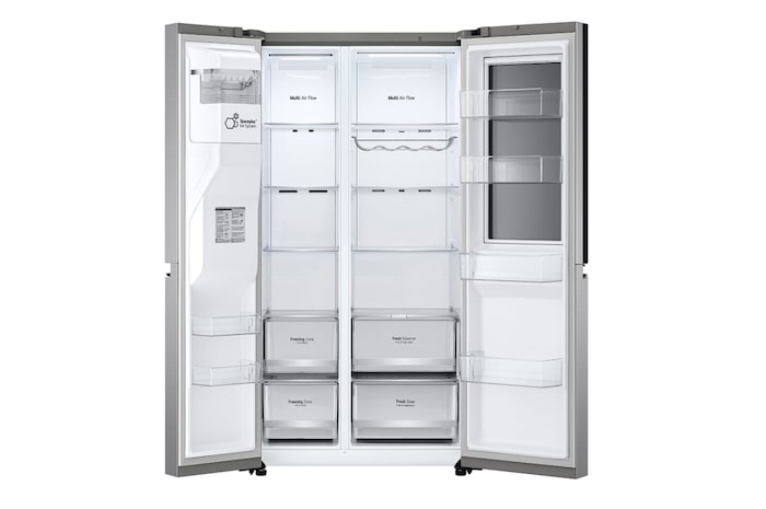 LG InstaView Door-in-Door™ Side-by-Side hűtőszekrény DoorCooling<sup>+</sup>™ és ThinQ™ technológia, 635L kapacitás, GSXV80PZLE